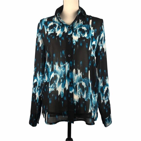 Derek Lam Semi Sheer Abstract Blouse Small - Picture 2 of 7